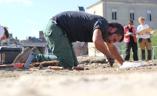 Le chantier de fouilles de l'Hôtel Dieu à Rennes, où les archéologues ont trouvé des traces de civilisation du Ier siècle.