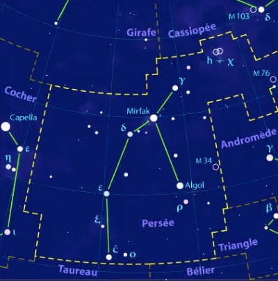 La constellation Persée d'où semble provenir les étoiles filantes.