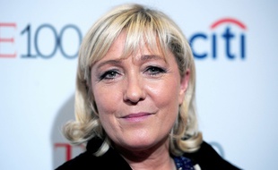 Marine Le Pen, présidente du FN, le 21 avril 2015 à New York, aux Etats-Unis.