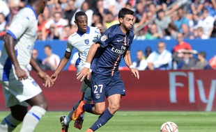 Javier Pastore à l'oeuvre contre Bastia, le 16 août 2014 au Parc des Princes