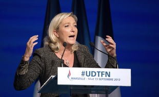 Marine Le Pen lors de son discours à l'université d'été du FN le 15 septembre 2013 à Marseille.