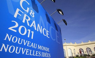 Un panneau pour le sommet du G8 à Deauville le 22 mai 2011.