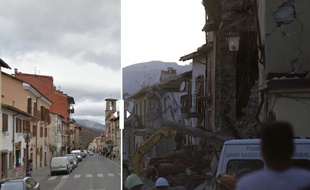 Amatrice, avant et après le séisme, le 24 août 2016.