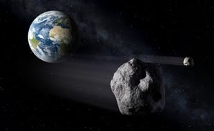 Vue d'artiste d'astéroïdes passant près de la Terre.
