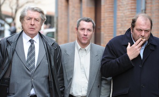 Jacques Viguier et ses avocats Maitre Jacques Levy et Eric Dupond moretti . Proces en appel de Jacques Viguier au Tribunal d'Albi.