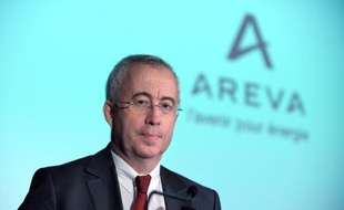 Le président du directoire d'Areva, Luc Oursel, en février 2014 au siège du groupe