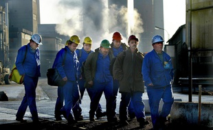 Sur l'ancien site de Metaleurop, à Noyelles-Godault, en janvier 2003