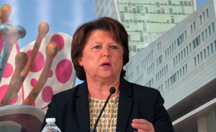 Martine Aubry, lors de sa conférence de presse, le 29 septembre 2017.