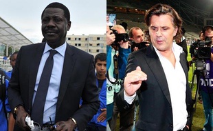 L'ancien président du club, Pape Diouf et le président de l'OM, Vincent Labrune.