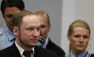 Anders Breivik, au tribunal d'Oslo le 19 avril 2012, au quatrième jour de son procès.