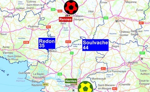 Redon et Soulvache, deux villes situées sur la ligne frontalière entre l'Ille-et-Vilaine et la Loire-Atlantique.
