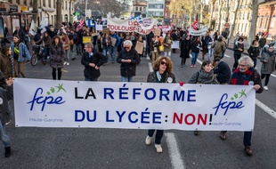 Illustration d'une manifestation contre la réforme Blanquer.