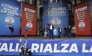 Matteo Salvini à Milan le 18 mai 2019 dans le cadre de la campagne pour les élections européennes