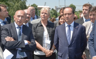 Gérard Collomb et François Hollande lors de la visite du président de la République à Lyon, le 1er juillet 2015.