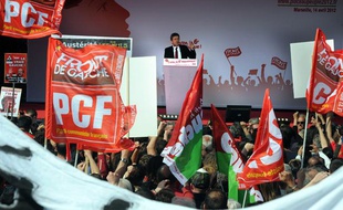 Jean-Luc Mélenchon lors de son meeting à Marseille, le 14 avril 2012.