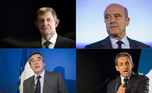 Photomontage de François Fillon, Nicolas Sarkozy, Alain Juppé et Jean-Pierre Jouyet.
