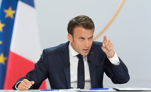 Emmanuel Macron lors de sa conférence de presse le 25 avril 2019.
