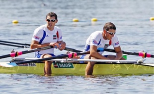 Berrest (à gauche) et Bahain, après leur troisième place au Mondial 2010.