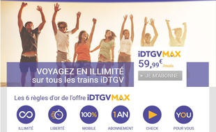 Page d'accueil du site d'IDTGV Max.