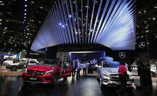 Un stand du salon de l'automobile de Détroit, le 13 janvier 2015