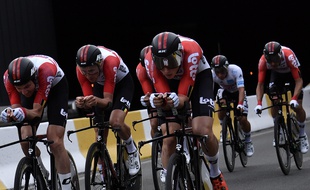 L'équipe Lotto-Soudal lors du contre-la-montre à Bruxelles.
