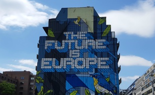 Une fresque pro-UE, dans le quartier européen de Bruxelles, en mai 2019.