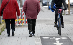 Illustration piétons et vélos. Strasbourg le 29 01 07
