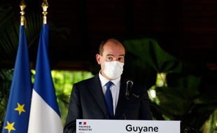 Le Premier ministre Jean Castex delivers lors de son discours à Cayenne, en Guyane dimanche 12 juillet 2020.