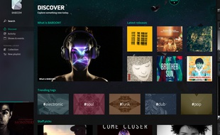 La page d'accueil du service de musique en streaming Baboom.