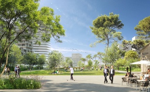Vue du futur Jardin de l'Ars, dans le quartier Euratlantique à Bordeaux.