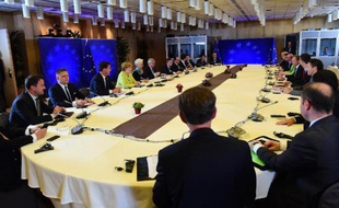 Les leaders de la zone euro lors d'une réunion sur la Grèce, le 22 juin 2015 à Bruxelles