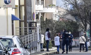 Intervention des secours et de la police à l'agence Pôle emploi de Valence après qu'un homme a abattu une conseillère, jeudi 28 janvier 2021 (illustration).