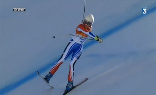 Marie Marchand-Arvier lors de sa chute le 12 février 2014 à Sotchi