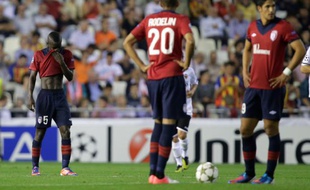 Les joueurs de Lille, lors de la défaite du Losc vontre Valence 2-0 en Ligue des champions, le 2 octobre 2012.