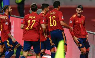 L’équipe d'Espagne lors de son match historique contre l'Allemagne, à Séville le 17 novembre 2020.
