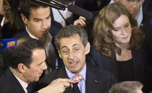 Nicolas Sarkozy et NKM, lors de la campagne de cette dernière pour la mairie de Paris, le 10 février 2014.