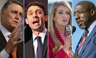 Les candidats aux deux sénatoriales de Géorgie, David Perdue, Jon Ossoff, Kelly Loeffler et Raphael Warnock.