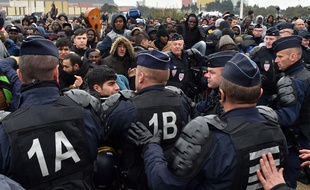 Ce 24 octobre 2016 lors du début du démantèlement de la jungle de Calais.