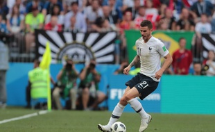 Lucas Hernandez lors de France-Danemark en Coupe du monde, le 26 juin 2018.