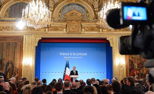 François Hollande lors de ses voeux à la presse, le 16 janvier 2013 à l'Elysée.