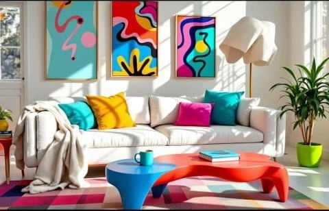 Envie d’une touche rétro pop cet été ? Adoptez la tendance Memphis pour dynamiser votre salon facilement