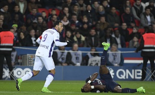 Le capitaine et attaquant du TFC Martin Braithwaite lors du match de Ligue 1 contre le PSG, le 19 février 2017 au Parc des Princes de Paris.