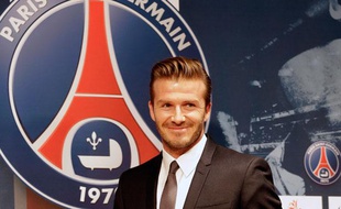 Première conférence de presse de David Beckham, nouveau joueur du PSG, le 31 janvier 2013.