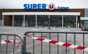 Le super U de Trèbes, dans l'Aude, où a eu lieu une attaque terroriste le 23 mars 2018.
