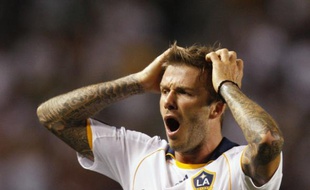 Le footballeur anglais, David Beckham, lors d'un match amical avec son club des Los Angeles Galaxy, contre le Milan AC, le 19 juillet 2009.