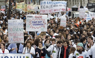 Illustration d'une manifestation des étudiants en médecine
