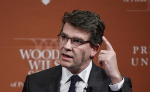 L'ancien ministre Arnaud Montebourg lors d'une conférence donnée à l'université de Princeton, aux Etats-Unis, le 23 février 2015