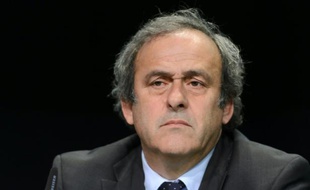 Michel Platini, président de l'UEFA, en conférence de presse lors du 65e congrès de la Fifa le 10 octobre 2015 à Zurich