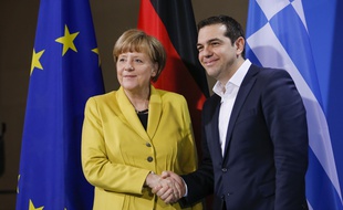La chancelière allemande Angela Merkel et le Premier ministre grec Alexis Tsipras à Berlin, le 23 mars 2015.