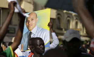 Affiche électorale de Karim Wade, le 23 avril 2013 à Dakar, au Sénégal.